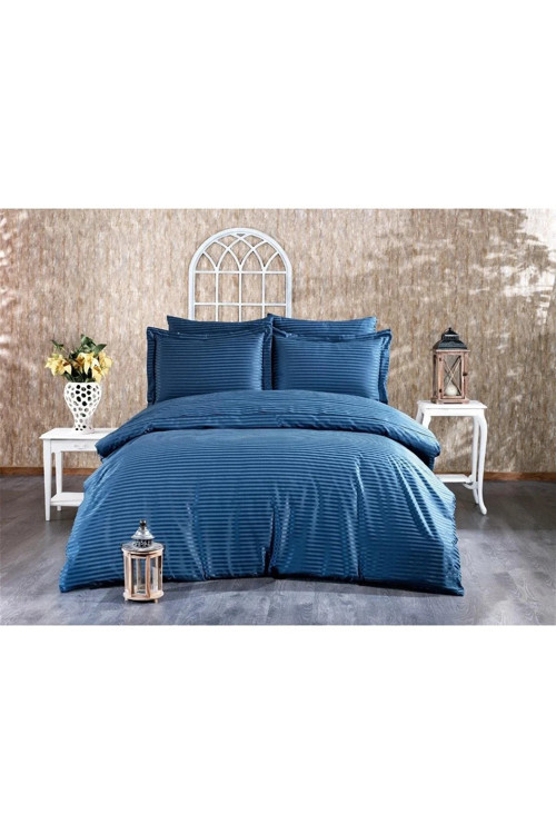 Bella Bambu Jakar Kumaş Indigo Çift Kiş. Nevresim Takımı Battal Boy 6 Parça 1181