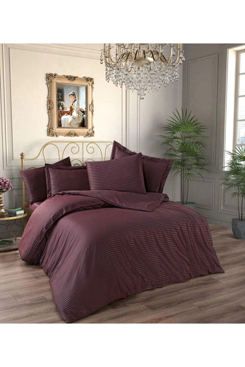 Bella Bambu Jakar Bordo Çift Kişilik Nevresim Takımı Battal Boy 6 Parça 1180