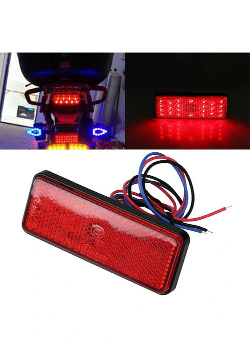 Motosiklet Led Işıklı Reflektör - Kırmızı E Belgeli