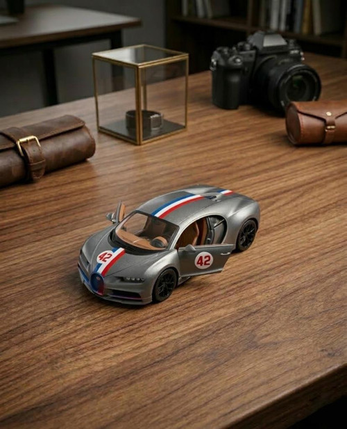 Bugati Ciron Süper Yarış Arabası Açılabilir Kapılı 12 cm Oyuncak Araba Gri