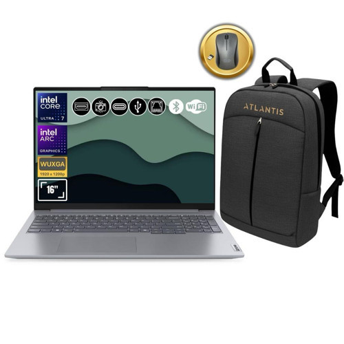 Thinkbook 21MS008RTR Atl141 Ultra7-155H 24GB Ram 2TB SSD WUXGA 16" Fdos Notebook+Çanta&Mouse