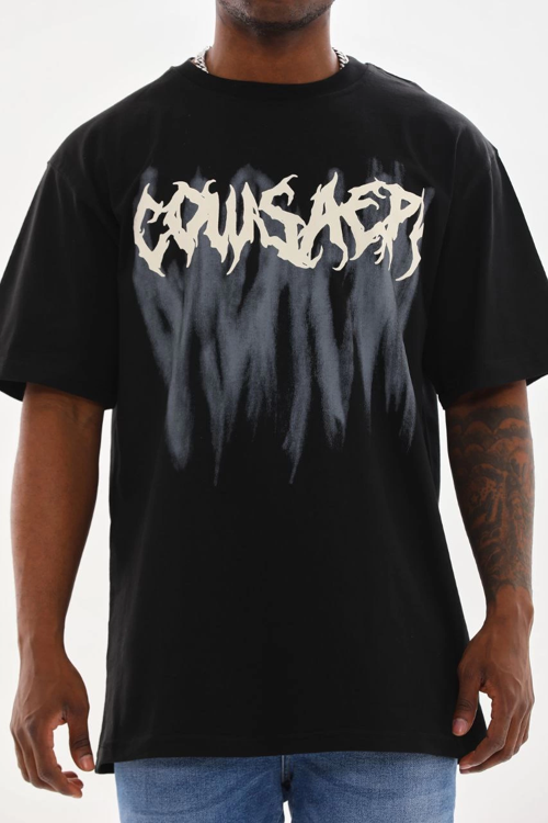 Baskılı Oversize T-Shirt - Siyah