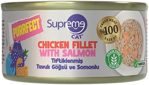Cat Purrfect Tiftiklenmiş Tavuk Göğsü ve Somonlu Konserve Kedi Maması 70 gr