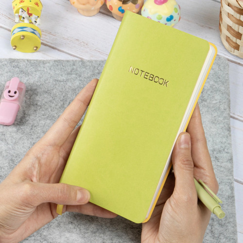 9x18 cm Fıstık Yeşil Yumuşak Vegan Deri Kapak Kareli Tarihsiz Not Okul Defteri