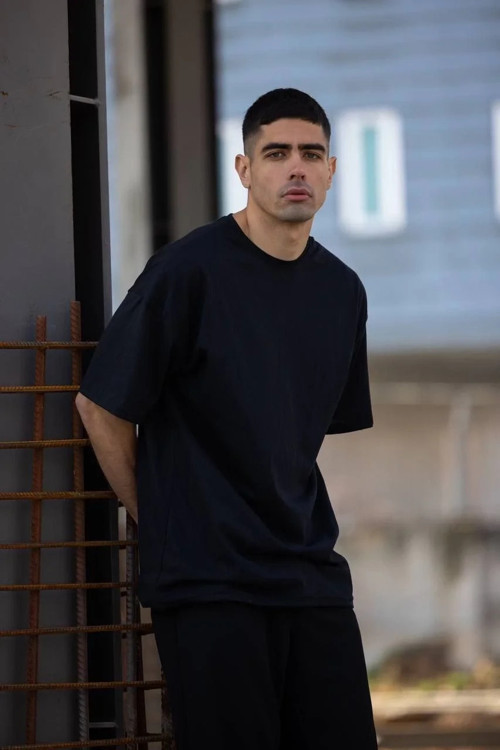 Erkek Düz T-Shirt Kısa Kol Bisiklet Yaka Regular Fit Rahat Kalıp Günlük Tişört - Siyah