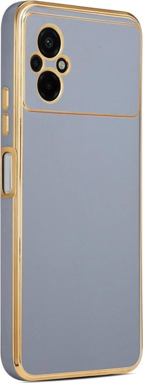 Xiaomi Poco M5 Kılıf Kamera Korumalı Altın Kenar Tasarım Silikon