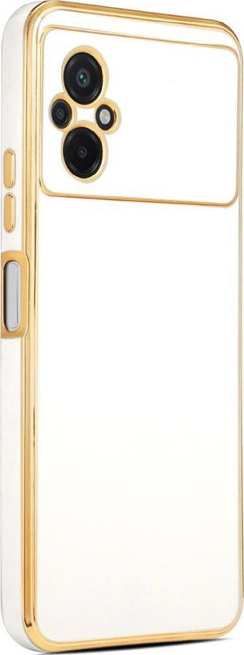 Xiaomi Poco M5 Kılıf Kamera Korumalı Altın Kenar Tasarım Silikon
