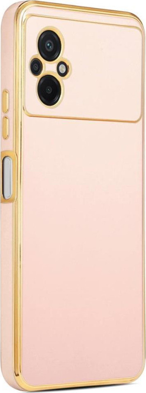 Xiaomi Poco M5 Kılıf Kamera Korumalı Altın Kenar Tasarım Silikon