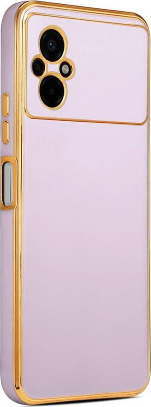 Xiaomi Poco M5 Kılıf Kamera Korumalı Altın Kenar Tasarım Silikon