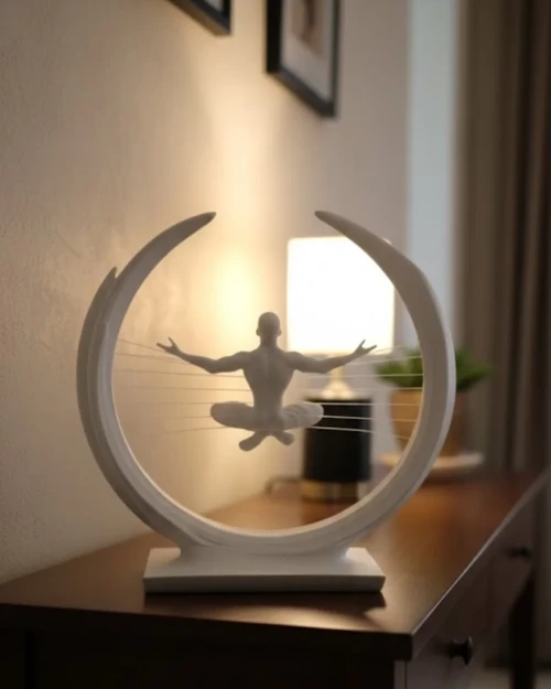ieg™ 3D Zen Heykeli Ay Formlu Meditasyon Yapan İnsan Figürü Dekor