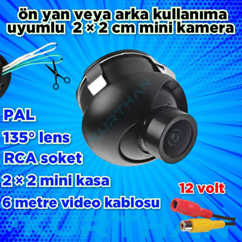 19 mm MİNİ ARAÇ GÖRÜŞ KAMERASI ÖN YAN VEYA ARKA KULLANIMA UYUMLU 12 VOLT