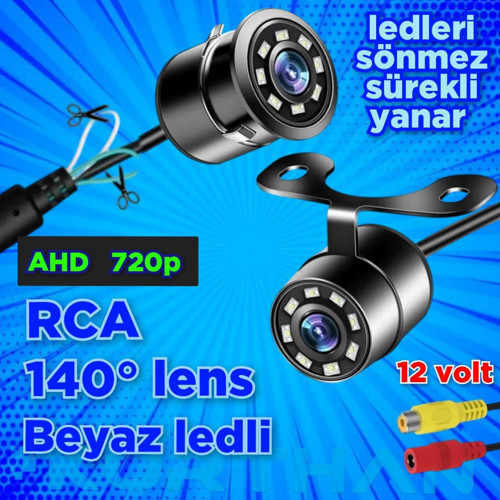 RCA SOKET AHD 720P BEYAZ LEDLİ KELEBEK KAMERA LEDLERİ SÖNMEZ SÜREKLİ YANAR 12 VOLT