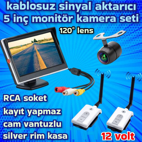 5 İNÇ MONİTÖR VE KABLOSUZ KELEBEK KAMERA 12 V KAYIT YAPMAZ
