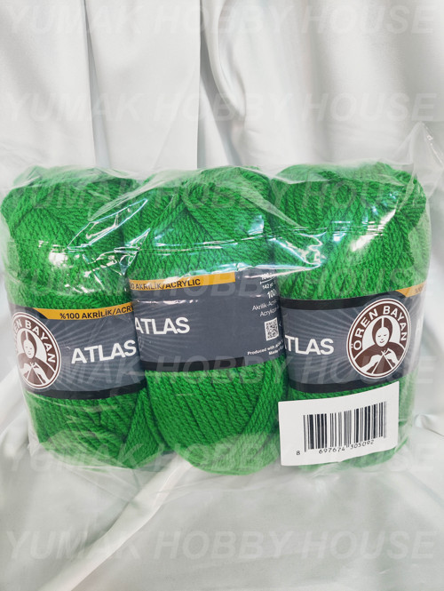 ATLAS Çimen Yeşil El Örgü İpi (3 Adet) - Renk: 087