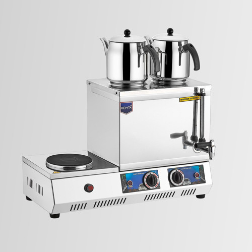 K34 40 Model İki Demlikli Pleytli Elektrikli Çay Ocağı - Kahveci Takımı 28 lt 3000 W