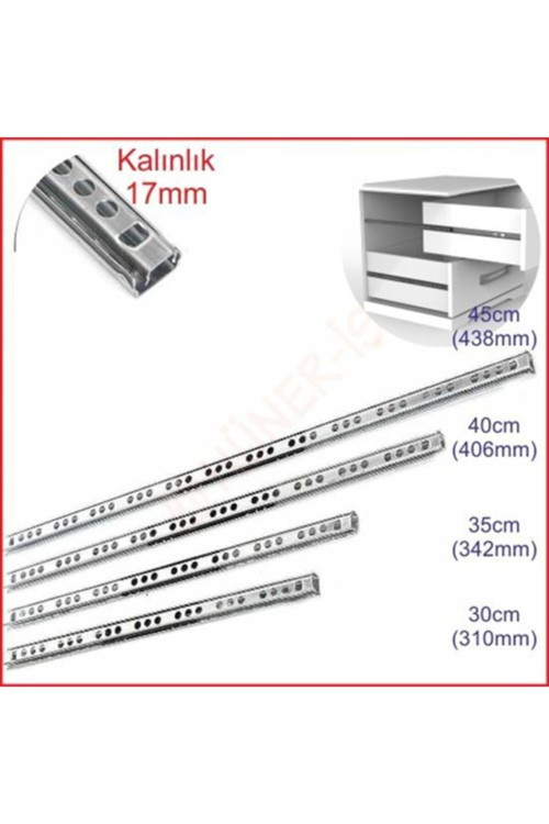 17mm 40cm Teleskopik Ray Çekmece Kızağı Çekmece Rayı (17X406)