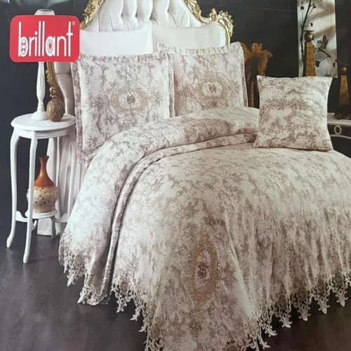 43195 BERİKA FRANSIZ DANTELLİ PİKE TAKIMI 4 PRÇ Bej