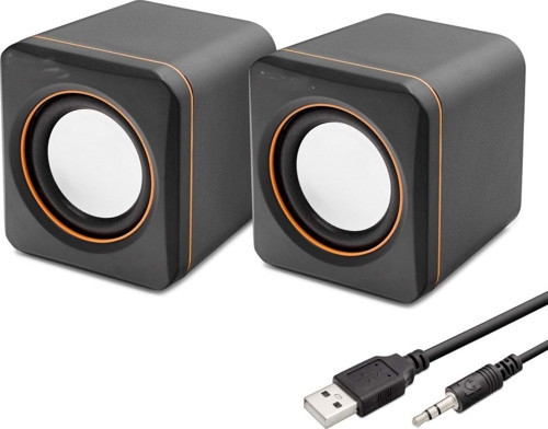 Masaüstü Hoparlör 1+1 USB + 3.5mm - Siyah HD6049