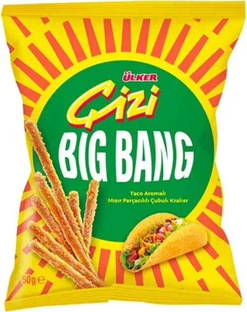 ÇİZİ Big Bang Taco Aromalı Mısır Parçacıklı Çubuk Kraker - 50 gram - 15 Adet
