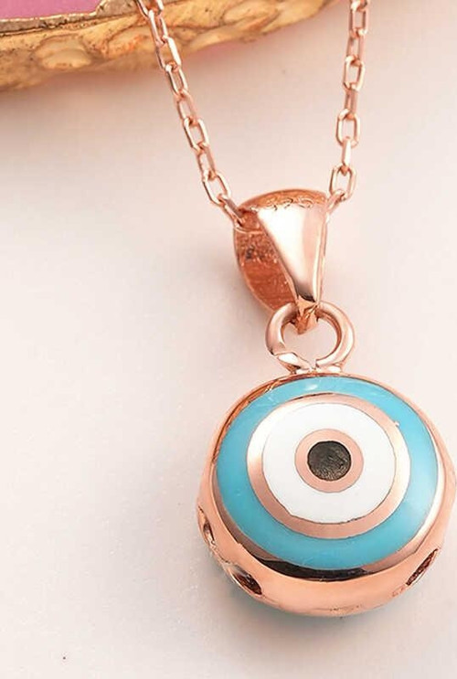 925 Ayar Gümüş Rose Nazar Kadın Kolye