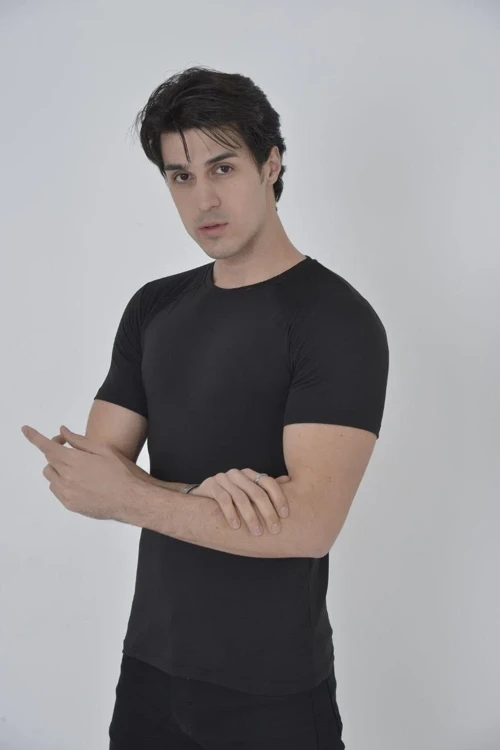 Erkek Omuz Fileli T-Shirt Kısa Kol Bisiklet Yaka Slimfit Tişört - Siyah