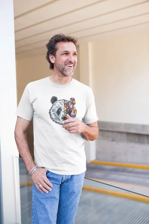 Erkek Bisiklet Yaka Baskılı Kısa kol T-Shirt - Beyaz