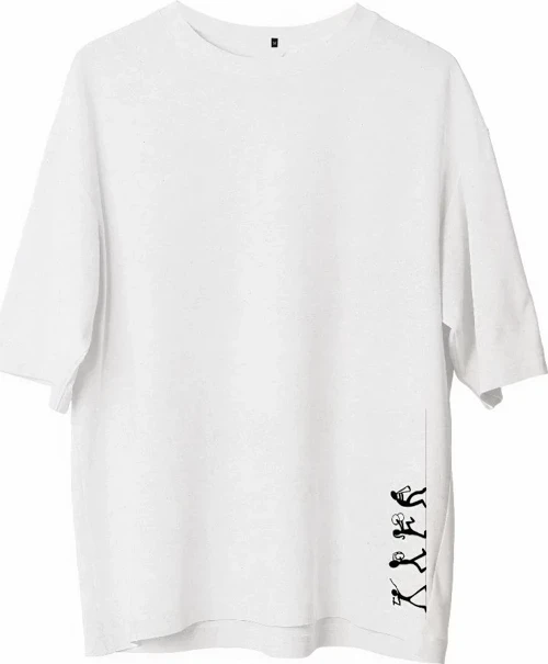 Erkek Baskılı T-Shirt Kısa Kol Bisiklet Yaka Regular Fit Rahat Kalıp Günlük Tişört - Beyaz