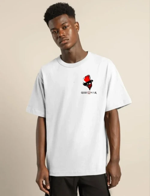 Erkek Baskılı T-Shirt Kısa Kol Bisiklet Yaka Regular Fit Rahat Kalıp Günlük Tişört - Beyaz