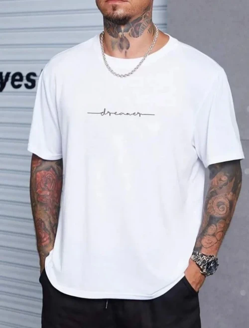 ERKEK Baskılı Oversize Kısa kol T-Shirt - Beyaz