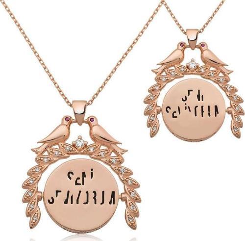 925 Ayar Gümüş Rose Sihirli Seni Seviyorum Yazılı Kolye
