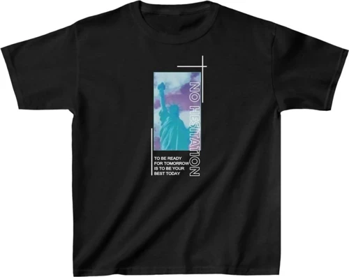 Çocuk Unisex Baskılı T-Shirt - Siyah