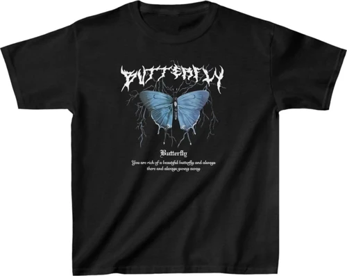 Çocuk Kız Baskılı T-Shirt - Siyah