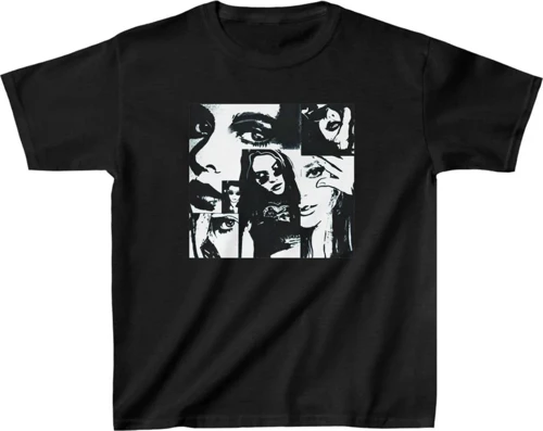 Unisex Çocuk Baskılı T-Shirt - Siyah
