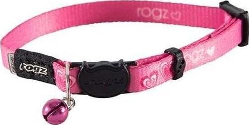 Catz KiddyCat Halsband Kalp Desenli Dokuma Kedi Boyun Tasması Pembe Small 1.1x20-31 Cm