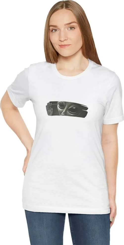 Kadın Bisiklet Yaka Baskılı kısa kol T-Shirt - Beyaz