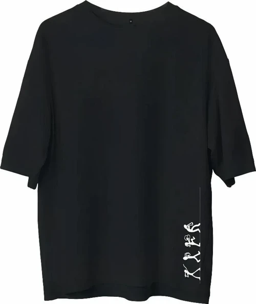 Erkek Baskılı T-Shirt Kısa Kol Bisiklet Yaka Regular Fit Rahat Kalıp Günlük Tişört - Siyah