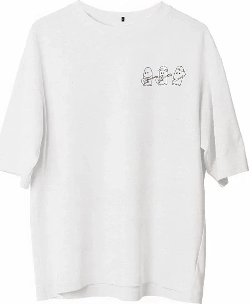 Erkek Baskılı T-Shirt Kısa Kol Bisiklet Yaka Regular Fit Rahat Kalıp Günlük Tişört - Beyaz