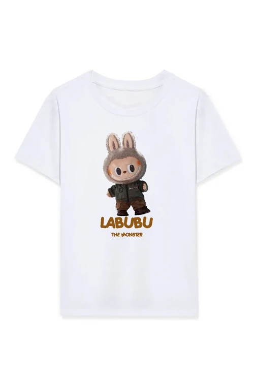 Kız Çocuk Baskılı T-Shirt - Beyaz
