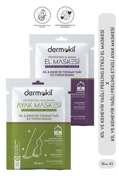 Kil ve Kenevir Yağlı Peeling Etkili Ayak Maskesi 35 ml + El Maskesi 35 ml 2'li Set