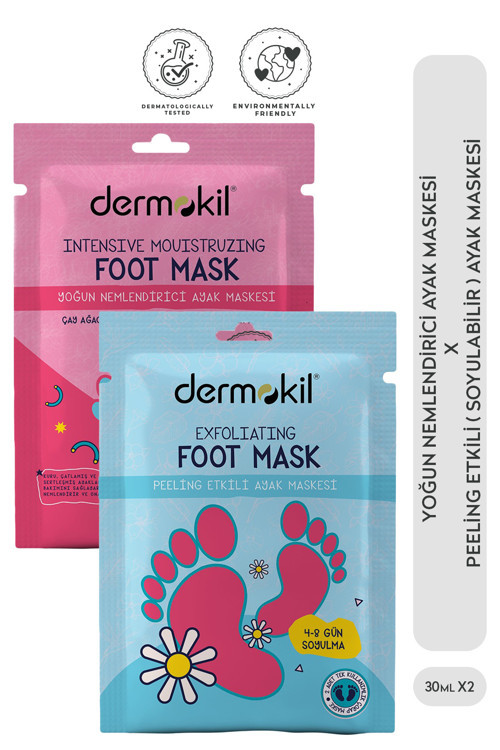 Peeling Etkili (Soyulabilir) Ayak Maskesi 30 ml + Yoğun Nemlendirici Ayak Maskesi 30 ml 2'li Set