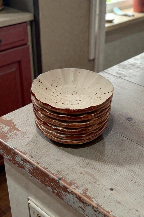 6 lı Seramik Çay Tabak, Krem Çay Tabağı Çap:10cm