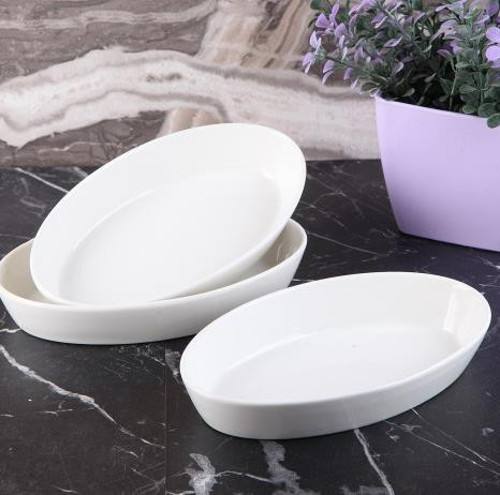 3 lü Porselen Kayık Tabak Çerezlik 16*10cm
