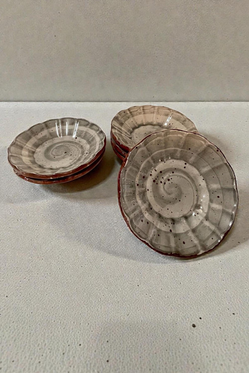 6 lı Seramik Çay Tabak, Gri Çay Tabağı Çap:10cm