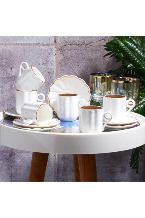 Kosova New Bone China 6'lı Modern Kahve Fincan Seti