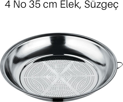 4 No 35cm Klasik Süzgeç, Kevgir Seti Paslanmaz Çelik Salça Kevgiri, Elek