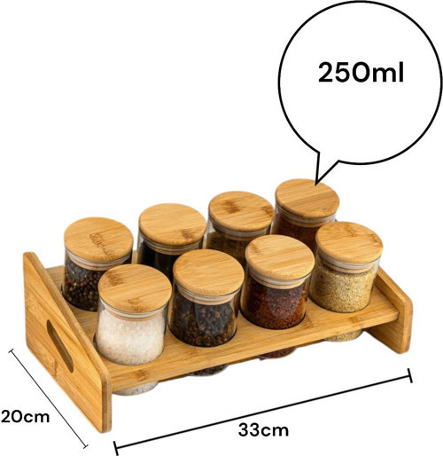 Bambu 9 Parça Tek katlı Standlı Baharatlık Seti