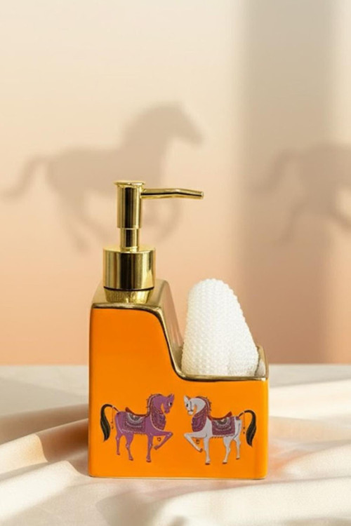 Premium Porselen Horse 500ml Sıvı Sabunluk, Süngerlik Bölmeli 47104