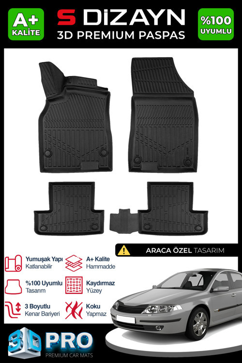 Renault Laguna 2 3D Pro Havuzlu Paspas 2002-2007 A+ Kalite