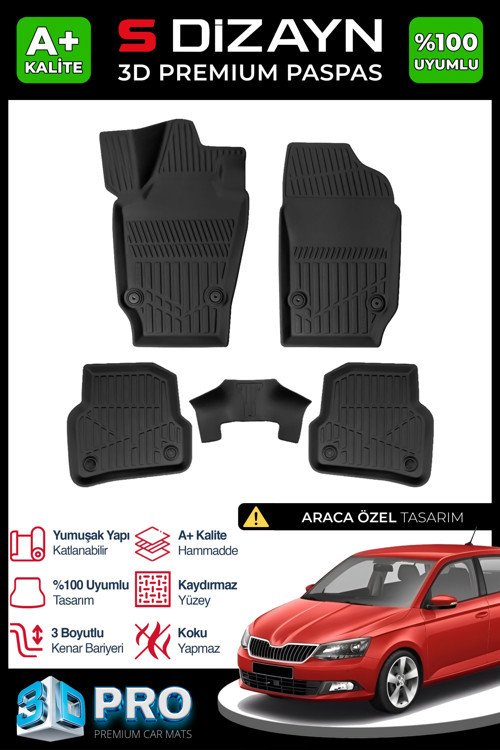 Skoda Fabıa 3D Pro Havuzlu Paspas 2014-2020 A+ Kalite