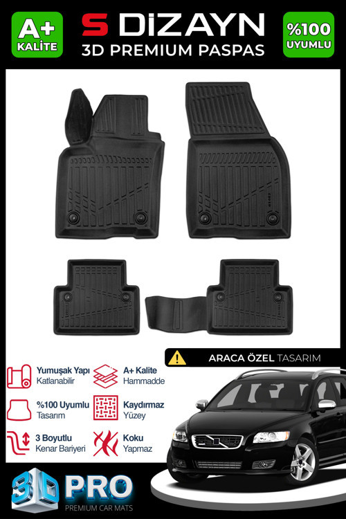 Volvo V50 3D Pro Havuzlu Paspas 2004-2012 A+ Kalite